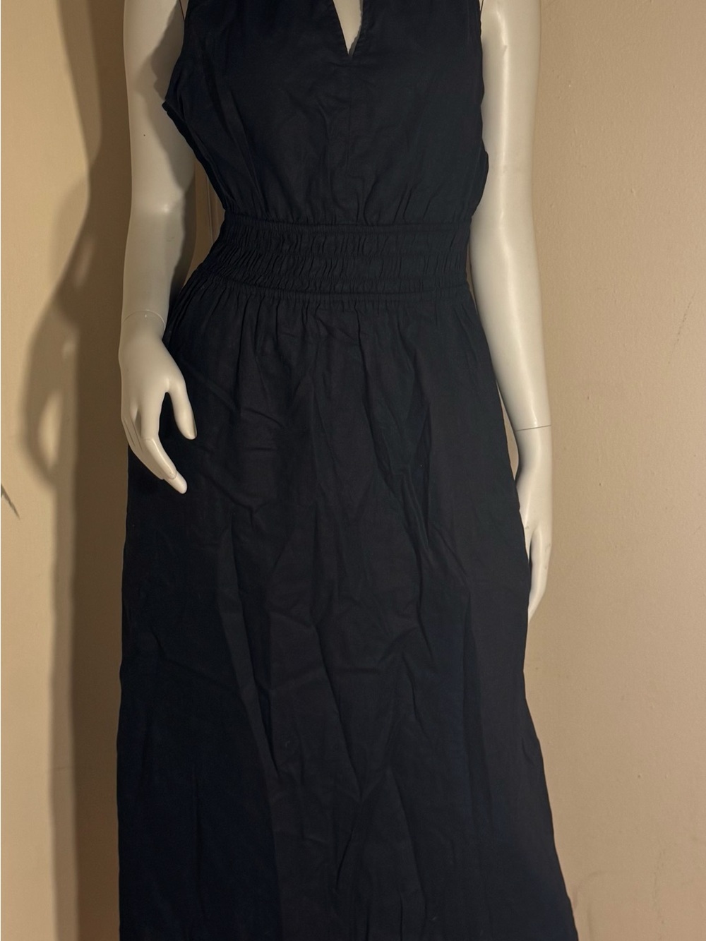 GAP Black Sleeveless Maxi Dress with Smocked Waist